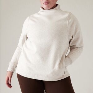 Athleta Cozy Karma Twist Neck Sweatshirt Toasted Brown Heather 2X Plus
